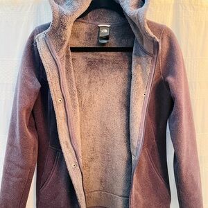 Hooded North Face sweatshirt. Full zip and lined